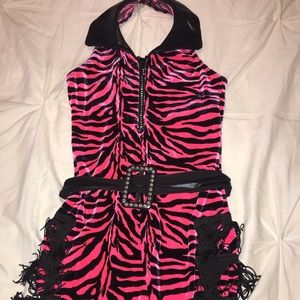 pink and black zebra dance costume